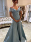 Elegant Blue Off-Shoulder Mermaid Long Prom Dress Ideas, Evening Party Dresses, OLP1477
