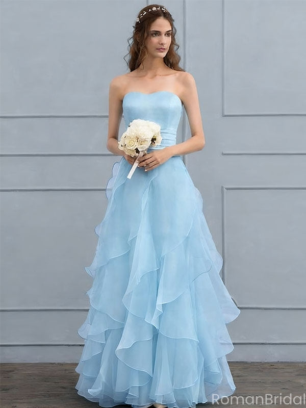 Elegant Blue Sweetheart A-Line Long Prom Dress Ideas, Evening Party Dresses, OLP1440
