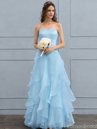 Elegant Blue Sweetheart A-Line Long Prom Dress Ideas, Evening Party Dresses, OLP1440