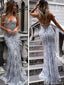 New Arrival Charming Floor-length Sequins Sexy V-neck Backless Spaghetti Strap Sleeveless Prom Dress, PD0419