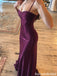 Stunning Purple Ruched Bodycon Prom Dress Spaghetti Straps Unique Party Gown,OLP2398
