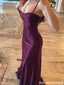 Stunning Purple Ruched Bodycon Prom Dress Spaghetti Straps Unique Party Gown,OLP2398