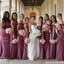 Elegant Off-Shoulder Satin Mermaid Bridesmaid Dress Long Modern Mauve Gown,BG940