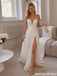 Modern Pleated Chiffon Wedding Dresses Strapless Side Slit Beach Bridal Gowns,WD0590