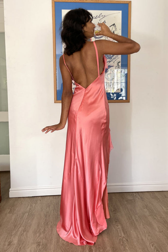 Sexy Off-shoulder Sleeveless Mermaid Satin Evening Prom Dresses Online, OLP970