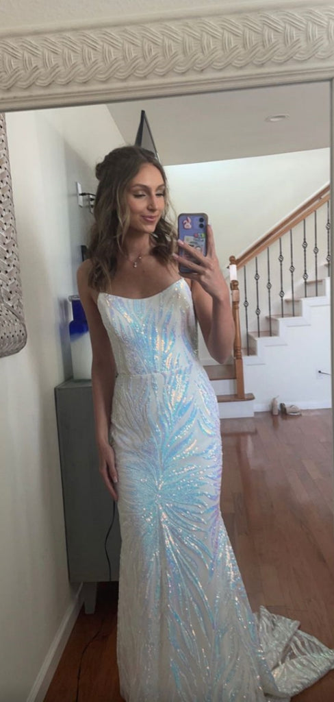 Shiny Sweetheart Sleeveless Mermaid Sequin Evening Prom Dresses Online, OLP986