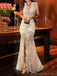 Elegant V-neck Mermaid Lace Front Slit Evening Prom Dress for Women, OL067