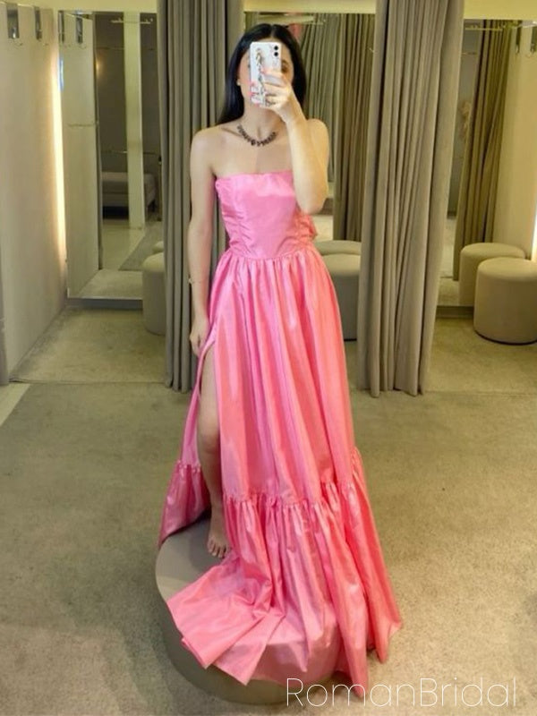 Soft Sweetheart Sleeveless A-line Satin Evening Prom Dresses Online, OLP1018