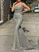 Stunning Silver Sparkly Strapless Bodycon Mermaid Prom Dress,OLP1871