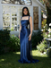 Elegant Navy Blue Spaghetti Strap Mermaid Long Prom Dress Ideas, Evening Party Dresses, OLP1575