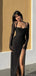 Sexy Black Long Sleeve Mermaid Side Slit Long Prom Dress Ideas, Evening Party Dresses, OLP1403