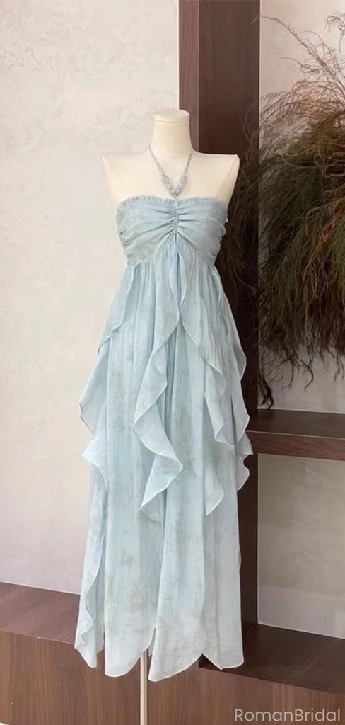 Elegant Blue Sweetheart A-Line Long Prom Dress Ideas, Evening Party Dresses, OLP1590