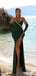 Sexy Green Sweetheart Mermaid Side Slit Long Prom Dress Ideas, Evening Party Dresses, OLP1604