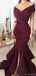 Elegant Red Off-Shoulder Mermaid Long Prom Dress Ideas, Evening Party Dresses, OLP1414