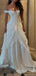 Elegant White Off-Shoulder A-Line Long Prom Dress Ideas, Evening Party Dresses, OLP1441