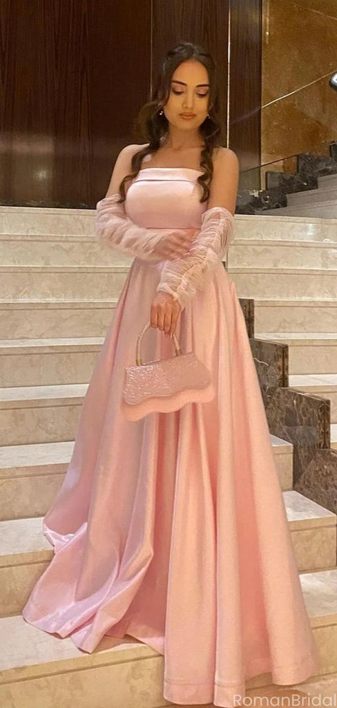 Elegant Pink Sweetheart A-Line Long Prom Dress Ideas, Evening Party Dresses, OLP1522