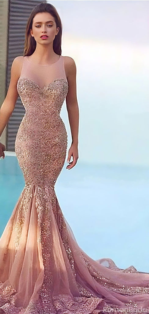 Sexy Pink Halter Mermaid Long Prom Dress Ideas, Evening Party Dresses, OLP1534