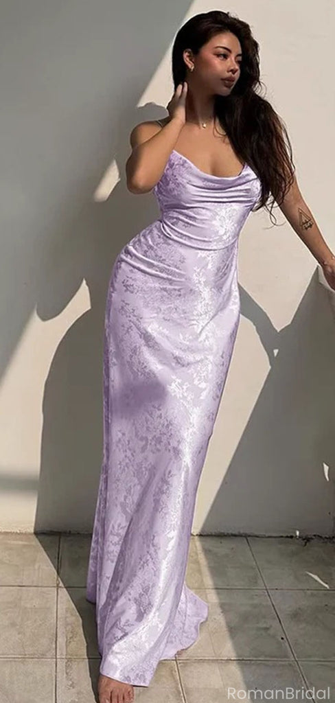 Unique Lavender Spaghetti Strap Mermaid Long Prom Dress Ideas, Evening Party Dresses, OLP1643