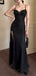 Sexy Black Spaghetti Strap Mermaid Side Slit Lace Long Prom Dress Ideas, Evening Party Dresses , OLP1216