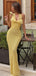 Elegant Yellow V-Neck Mermaid Long Prom Dress Ideas, Evening Party Dresses, OLP1577