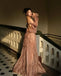 Elegant Brown Long Sleeve A-Line Long Prom Dress Ideas, Evening Party Dresses, OLP1671