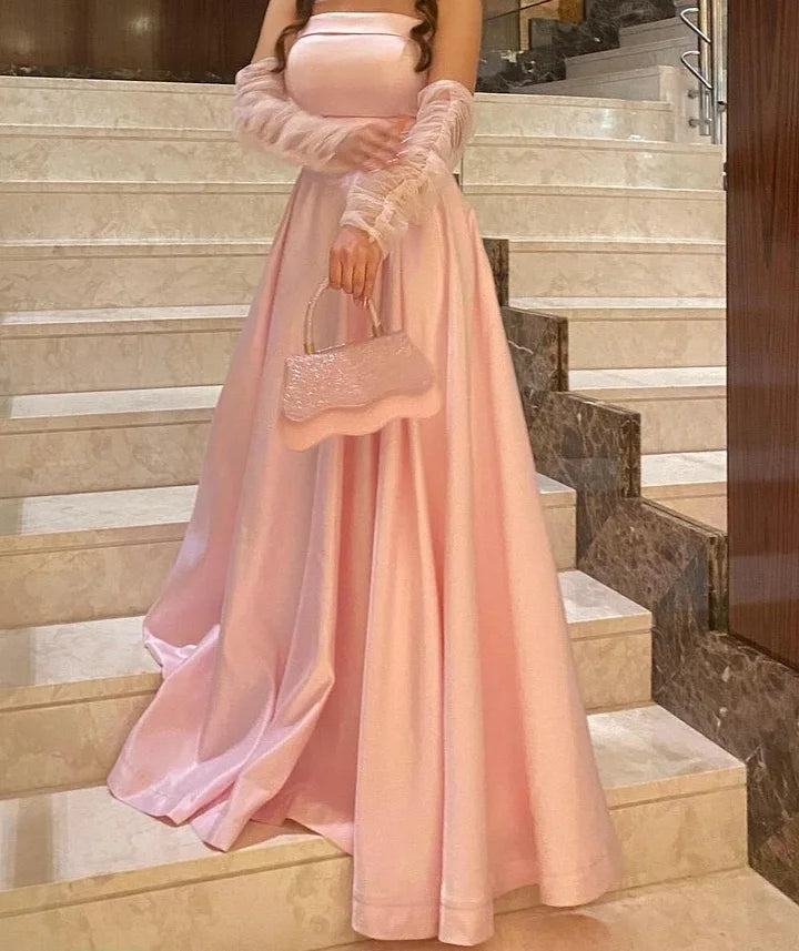 Elegant Pink Sweetheart A-Line Long Prom Dress Ideas, Evening Party Dresses, OLP1522