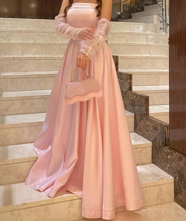 Elegant Pink Sweetheart A-Line Long Prom Dress Ideas, Evening Party Dresses, OLP1522