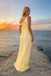 Elegant Yellow Satin Prom Gown One Shoulder Ruched Long Summer Dress,OLP1925