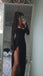 Sexy Black Long Sleeve Mermaid Side Slit Long Prom Dress Ideas, Evening Party Dresses, OLP1403