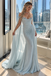 Gorgeous Ice Blue Ruched Prom Dress Strapless Cape Sleeve Ball Gown,OLP2461