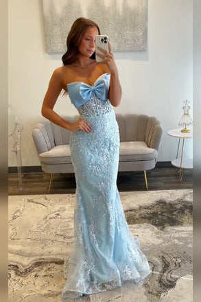 Unique Blue Applique Sweetheart Mermaid Long Prom Dress Ideas, Evening Party Dresses, OLP1543