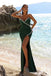Sexy Green Sweetheart Mermaid Side Slit Long Prom Dress Ideas, Evening Party Dresses, OLP1604
