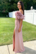 Fancy Rose Pink Sequin Prom Dress One Shoulder 3D Floral Applique High Slit,OLP2178