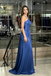 One-Shoulder Royal Blue Pleated Slit Draped Evening Dress For Prom,OLP2219