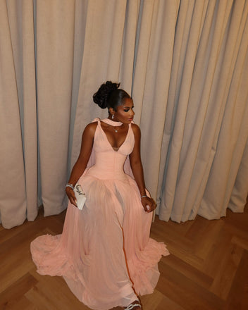 Popular Pink V-Neck A-Line Long Prom Dress Ideas, Evening Party Dresses, OLP1451