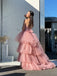 Unique Pink Sweetheart High Low Long Prom Dress Ideas, Evening Party Dresses, OLP1428