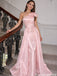 Pink One Shoulder Prom Dress Satin Bow Detail A Line Elegant Formal Gown,OLP2079