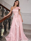 Pink One Shoulder Prom Dress Satin Bow Detail A Line Elegant Formal Gown,OLP2079