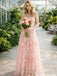 Pretty Blush Pink 3D Petal Flower Prom Gown with Modern Strapless Neckline,OLP1899
