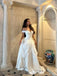 Elegant White Off-Shoulder A-Line Long Prom Dress Ideas, Evening Party Dresses, OLP1441