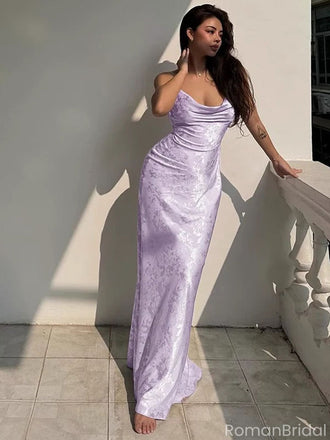 Unique Lavender Spaghetti Strap Mermaid Long Prom Dress Ideas, Evening Party Dresses, OLP1643