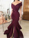 Elegant Red Off-Shoulder Mermaid Long Prom Dress Ideas, Evening Party Dresses, OLP1414