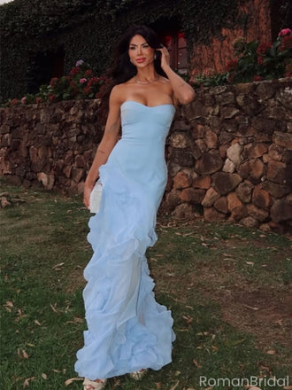 Elegant Blue Sweetheart Mermaid Long Prom Dress Ideas, Evening Party Dresses, OLP1281