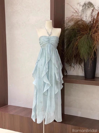 Elegant Blue Sweetheart A-Line Long Prom Dress Ideas, Evening Party Dresses, OLP1590