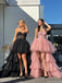 Unique Pink Sweetheart High Low Long Prom Dress Ideas, Evening Party Dresses, OLP1428