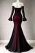 Modern Elegant Burgundy Mermaid Prom Dress Off-Shoulder Long Sleeve Formal Gown,OLP2275