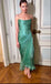 Sexy Spaghetti Strap Sleeveless Mermaid Satin Evening Prom Dresses Online, OLP1008