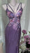 Shiny Purple Spaghetti Strap Sleeveless Mermaid Long Prom Dress Ideas, Evening Party Dresses , OLP1199
