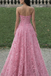 Elegant Strapless Pink Lace Prom Dress with 3D Floral Appliques,OLP1793
