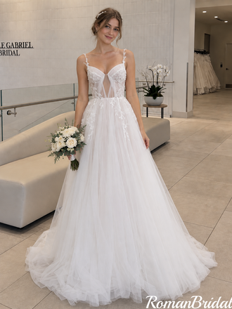 Modern Ivory Sweetheart Straps Lace Applique Tulle Wedding Dresses,WD0652